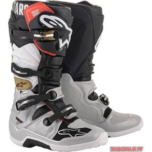 Alpinestars Tech 7 MX, musta/hopea/valkoinen/kulta, 44,5