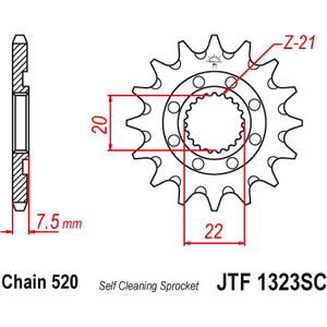 JT Sprockets JTF1323SC.14 puhdistuva eturatas Honda CRF250X 04-17