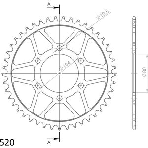 JT Sprockets takaratas 1490.42 teräs musta