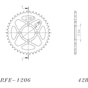 JT Sprockets takaratas 1206.42 teräs