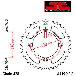 JT Sprockets takaratas 217.49 alumiini
