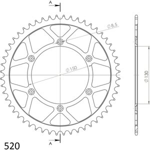 JT Sprockets takaratas 251.50 alumiini
