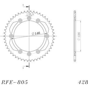 JT Sprockets takaratas 805.50 teräs