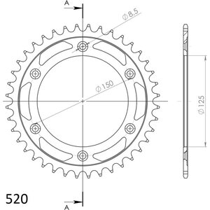 JT Sprockets takaratas 897.40 teräs musta