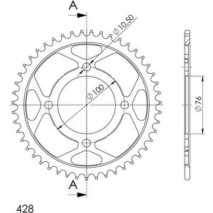 JT Sprockets takaratas 1806.47 teräs musta