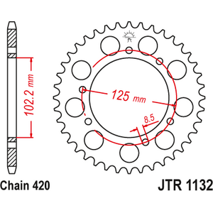 JT Sprockets takaratas 1132.53 teräs musta